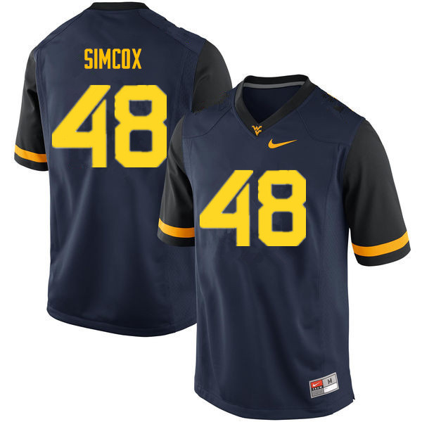 NCAA Men's Skyler Simcox West Virginia Mountaineers Navy #48 Nike Stitched Football College Authentic Jersey HT23E88NT